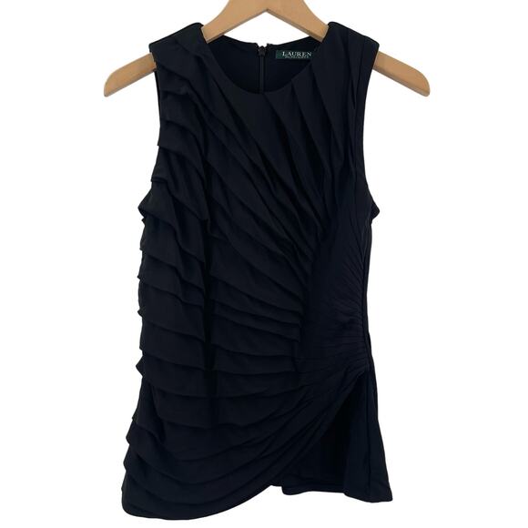 LAUREN RALPH LAUREN Top Size Medium Asymmetrical Layered Ruched Evening Dressy - Picture 1 of 10